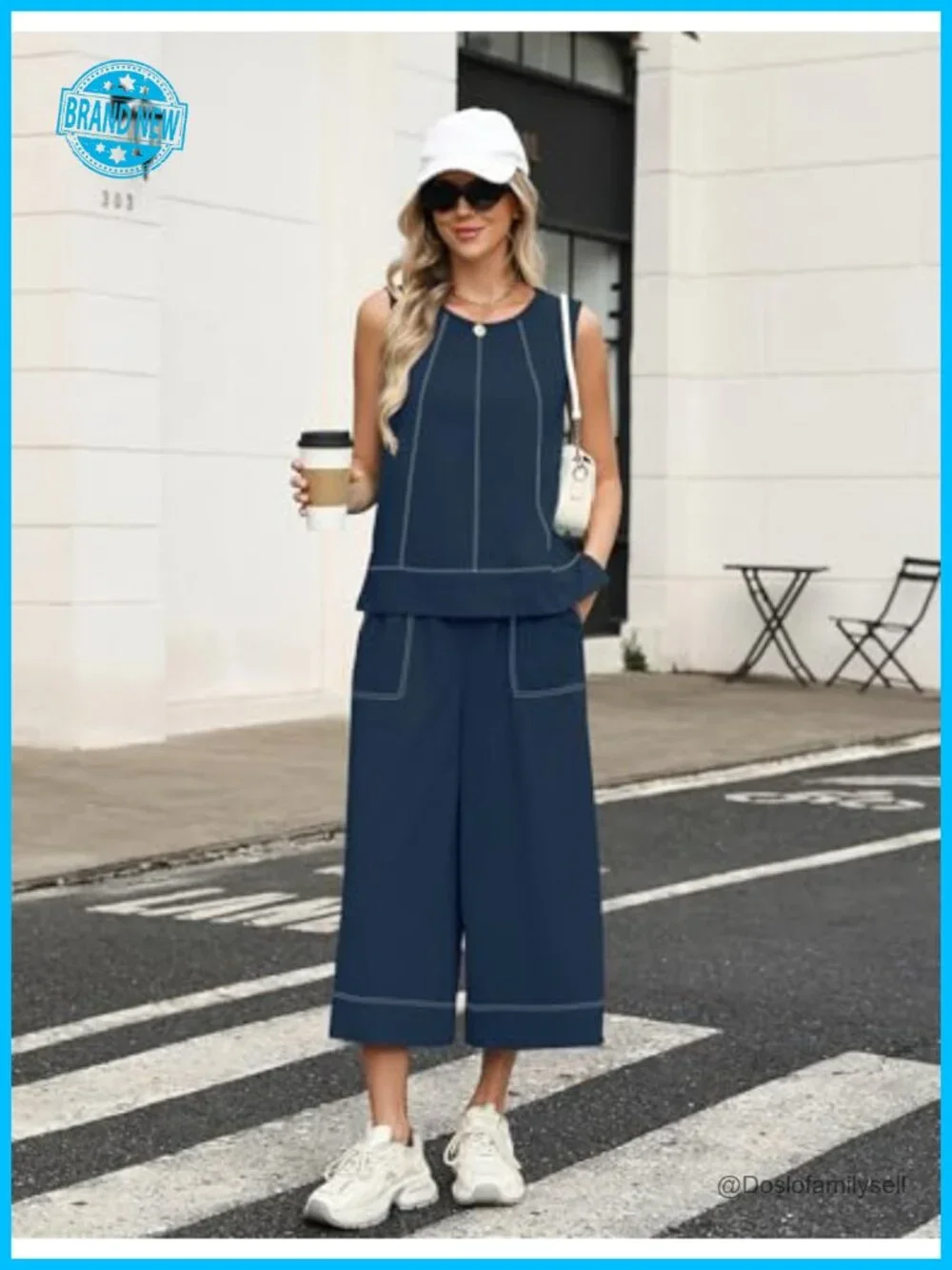 Two Piece Sets for Women Sleeveless Crop Pants Matching Lounge Set
